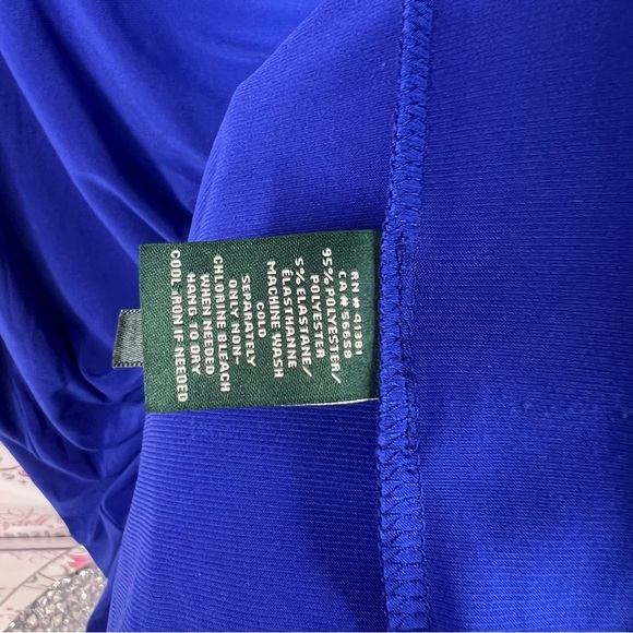 Ralph Lauren dress cinching swoop style Royal Blue Draped Midi Dress stunning - Picture 7 of 8